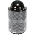 Global Equipment Outdoor Perforated Steel Trash Can With Dome Lid   Base, 36 Gallon, Gray 261949GYD